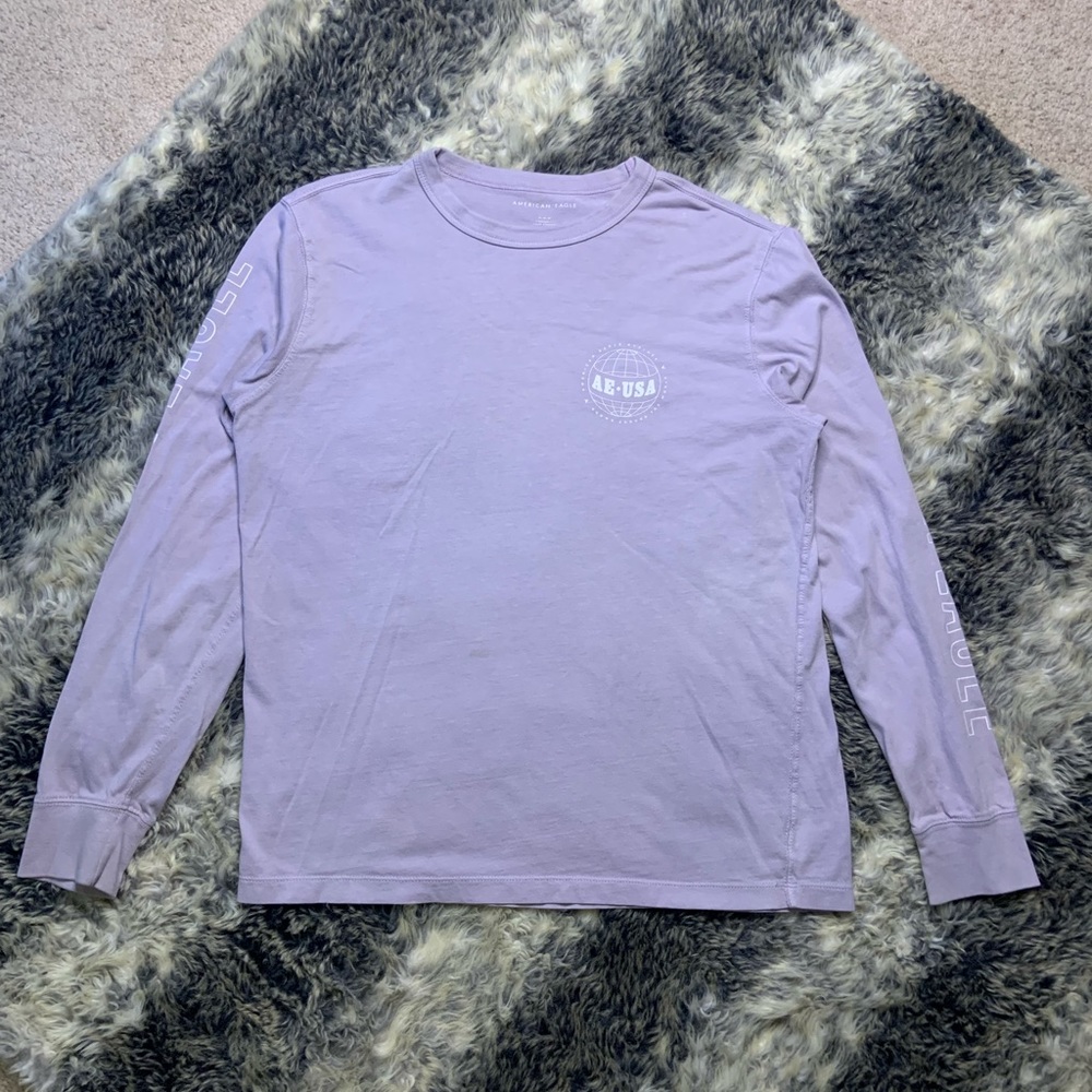 Men’s Medium American Eagle Graphic Print Longsleeve T-Shirt Purple